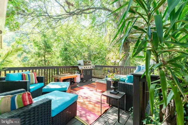 a balcony with outdoor seating