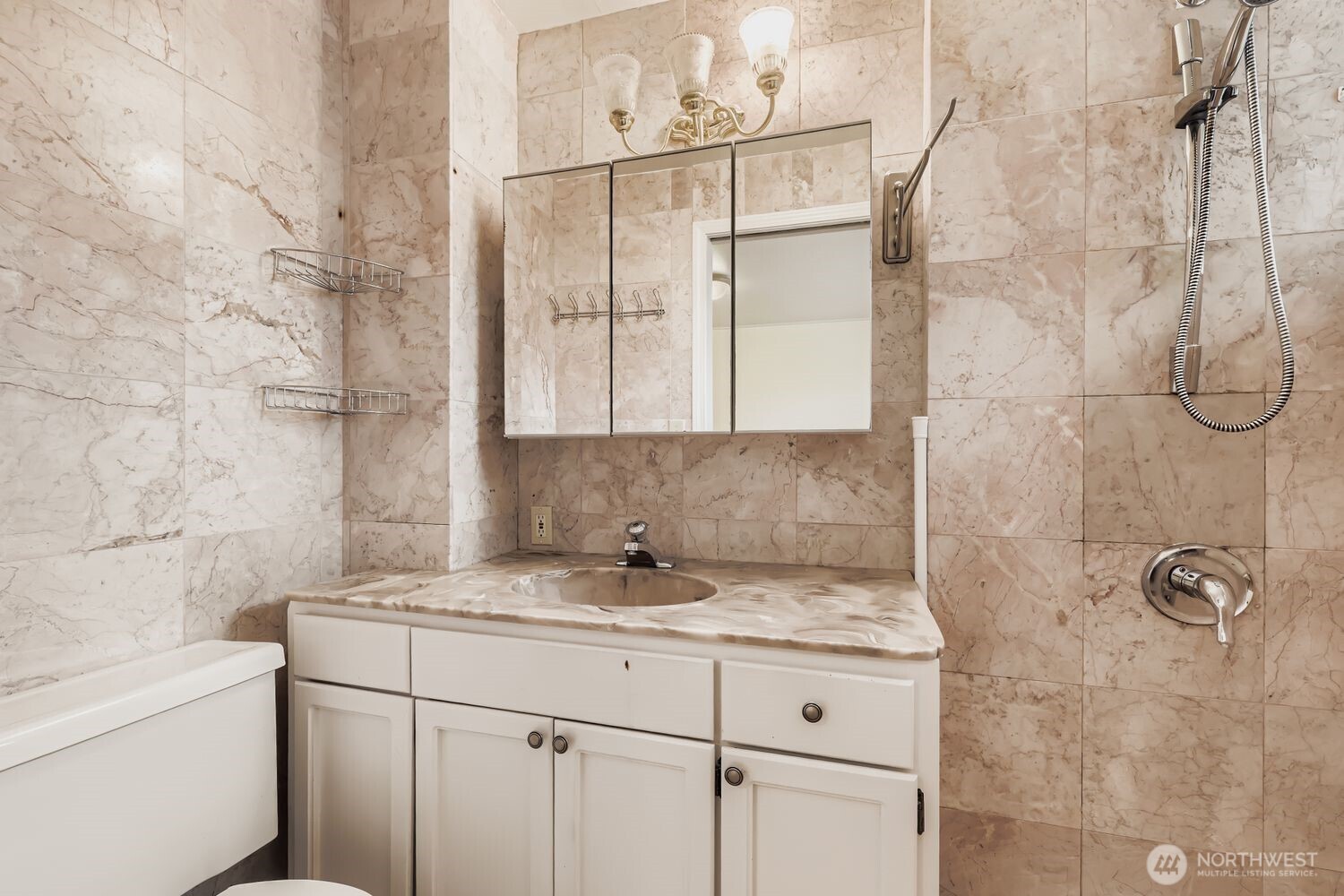 5031 158th Street Southwest Edmonds, WA 98026 - Photo 11 of 17 a bathroom with a granite countertop sink a shower and a mirror