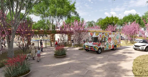 a view of road with snow on the house