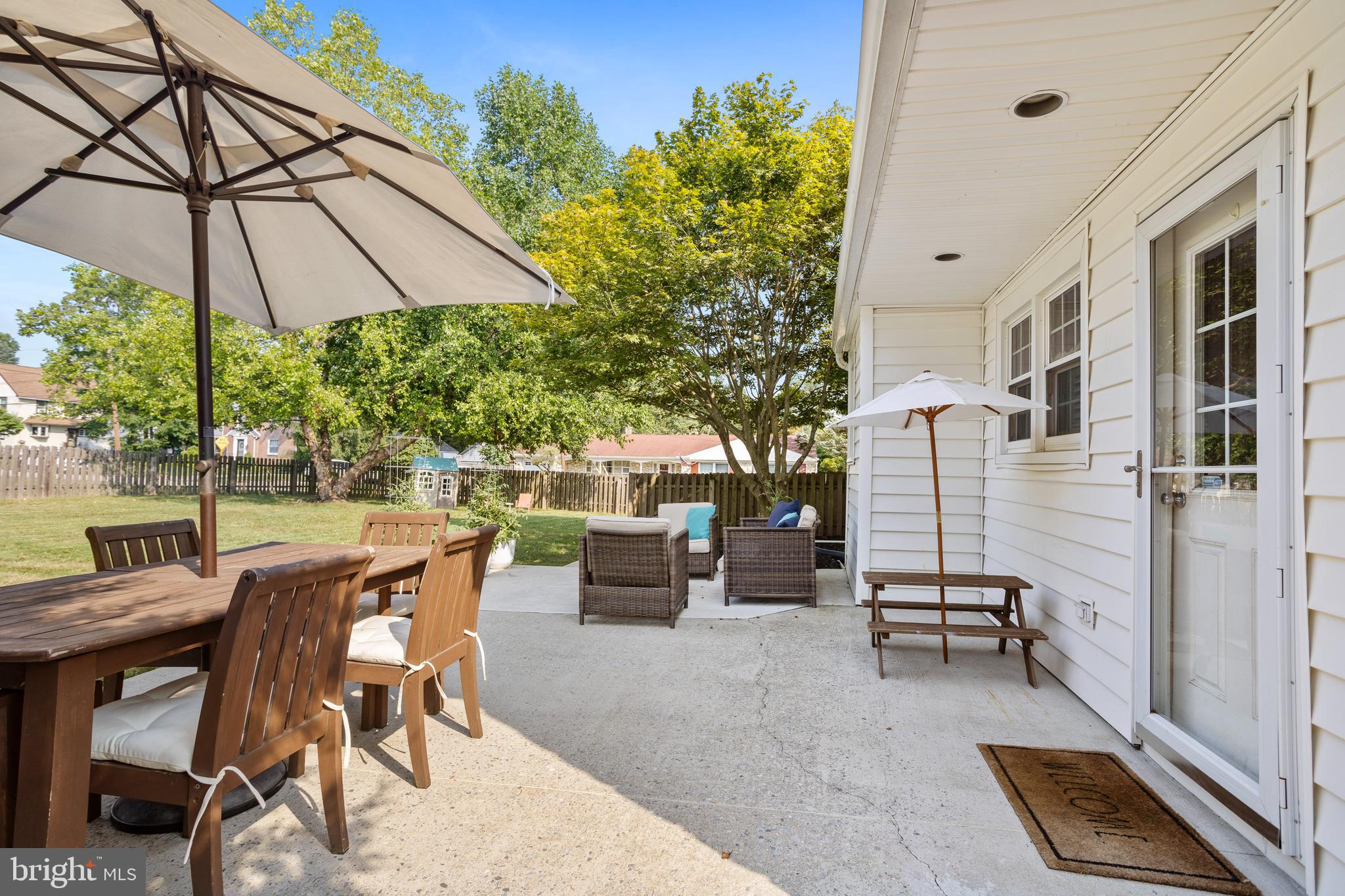 100 Shelburne Road Springfield, PA 19064 - Photo 25 of 31 a view of a patio with a table and chairs under an umbrella