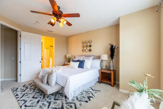 a view of an empty room with closet area