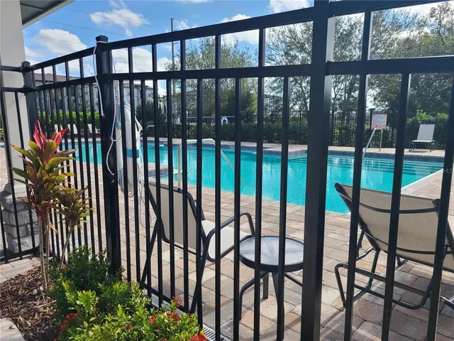 a view of a black gate