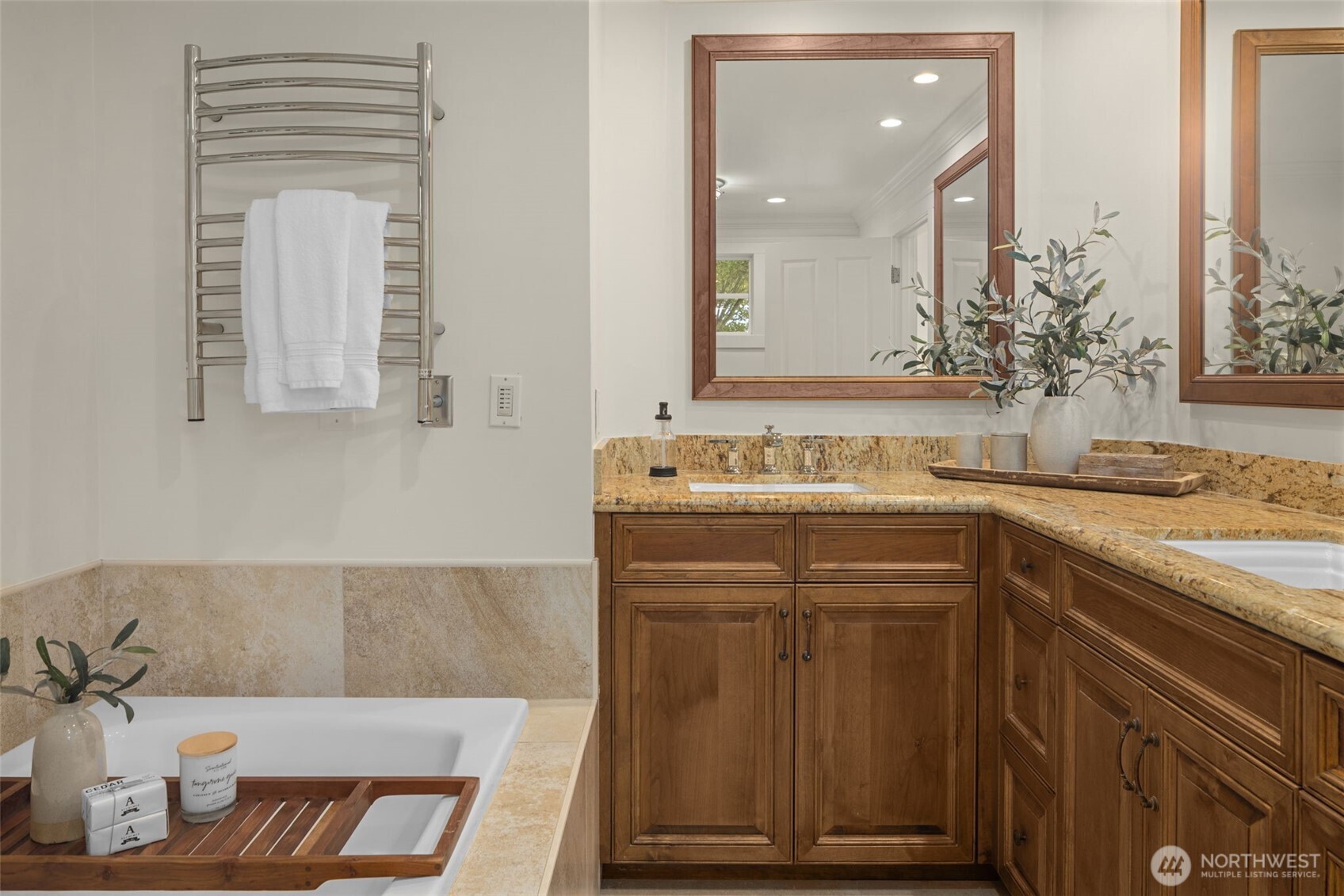 3204 Evergreen Point Road Medina, WA 98039 - Photo 23 of 39 a bathroom with a sink vanity and mirror