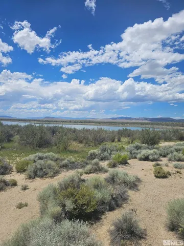 a view of a lake with a mountain