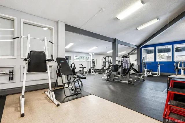 a view of a room with gym equipment