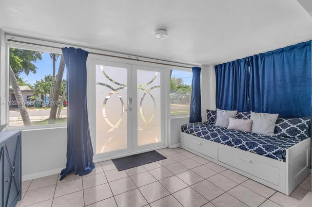 an empty room with windows