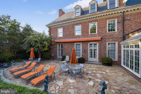 front view of a house with a patio