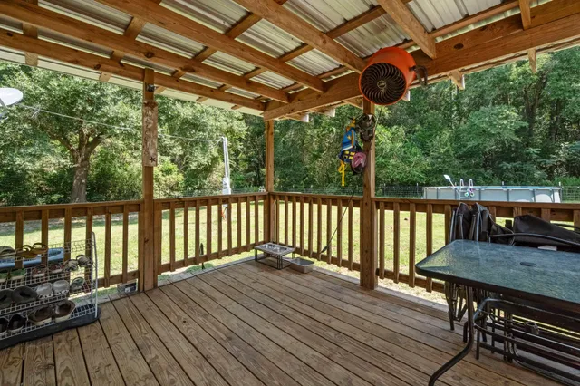 a view of a wooden deck