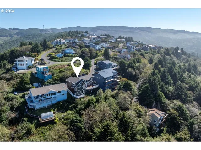 a view of a city with mountain