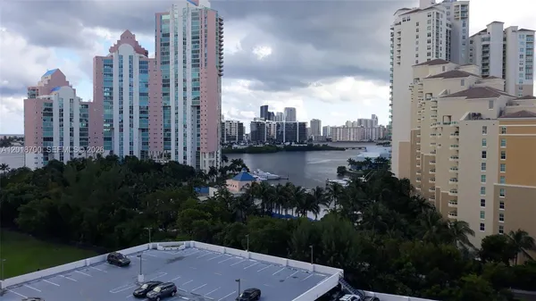 a view of a city with tall buildings