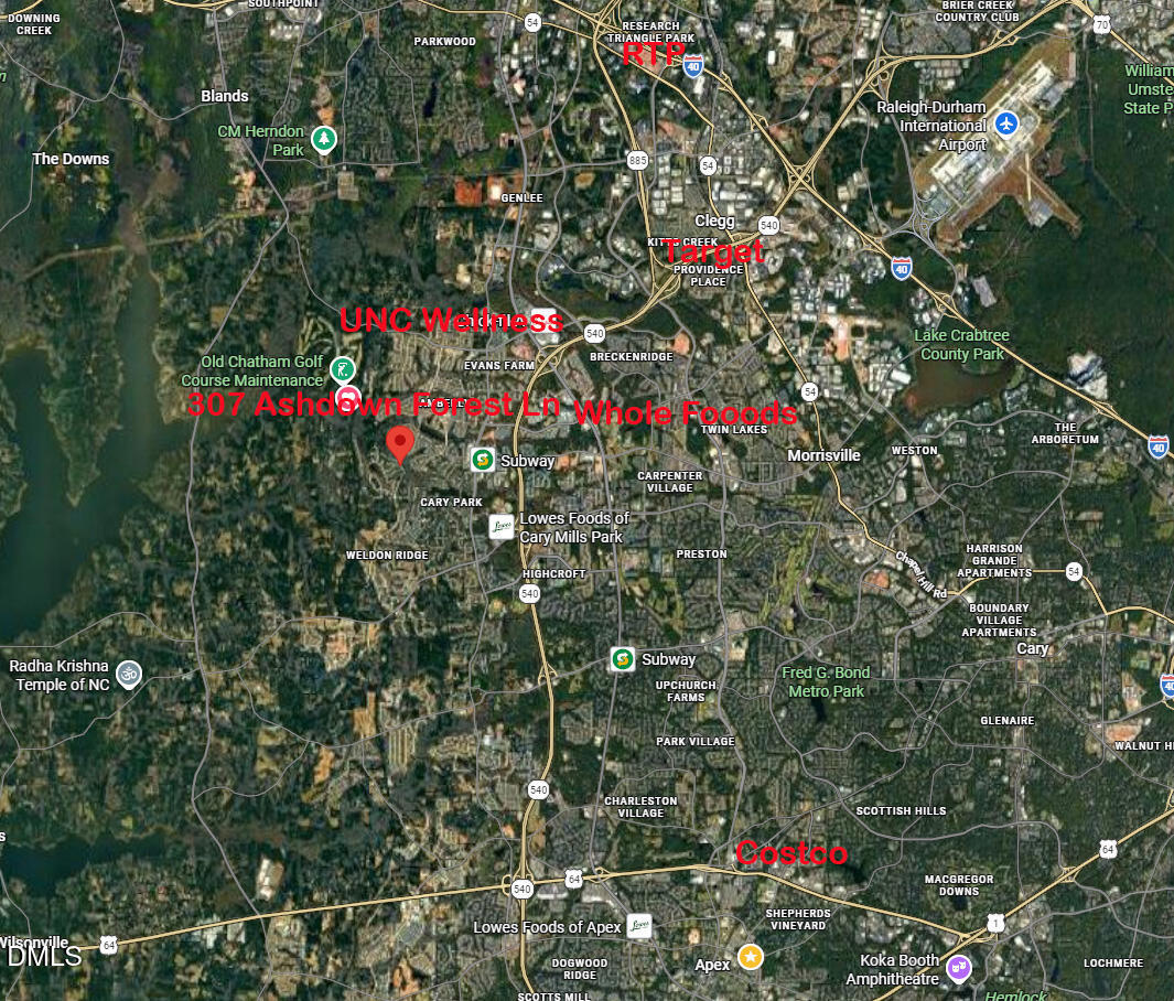 307 Ashdown Forest Lane Cary, NC 27519 - Photo 78 of 91 Aera-Map