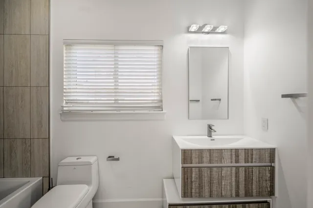 a bathroom with a bathtub