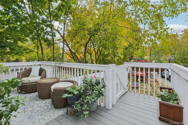 a view of a chair and tables