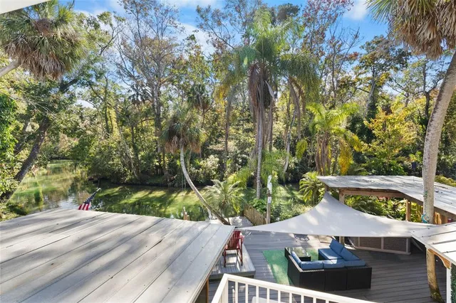 an outdoor space with seating