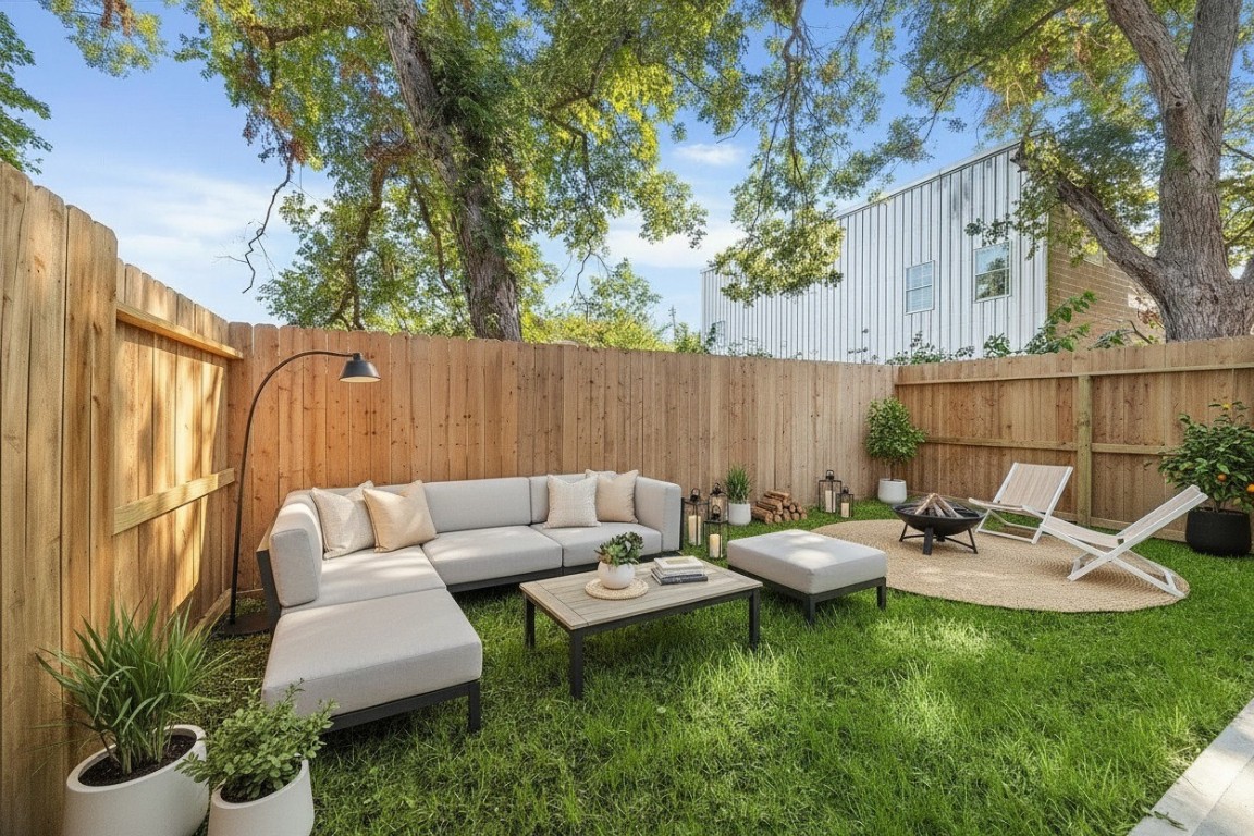 5337 Larkin Street Houston, TX 77007 - Photo 5 of 37 Quaint and private backyard with beautiful trees with plenty of natural shade.