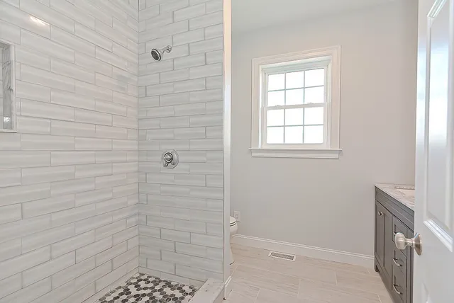 a bathroom with a shower