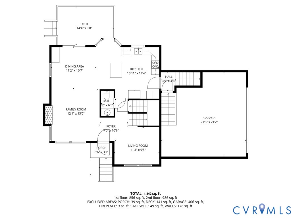 5912 Allegheny Road Williamsburg, VA 23188 - Photo 37 of 38 First Floor Layout. All measurements are approxim