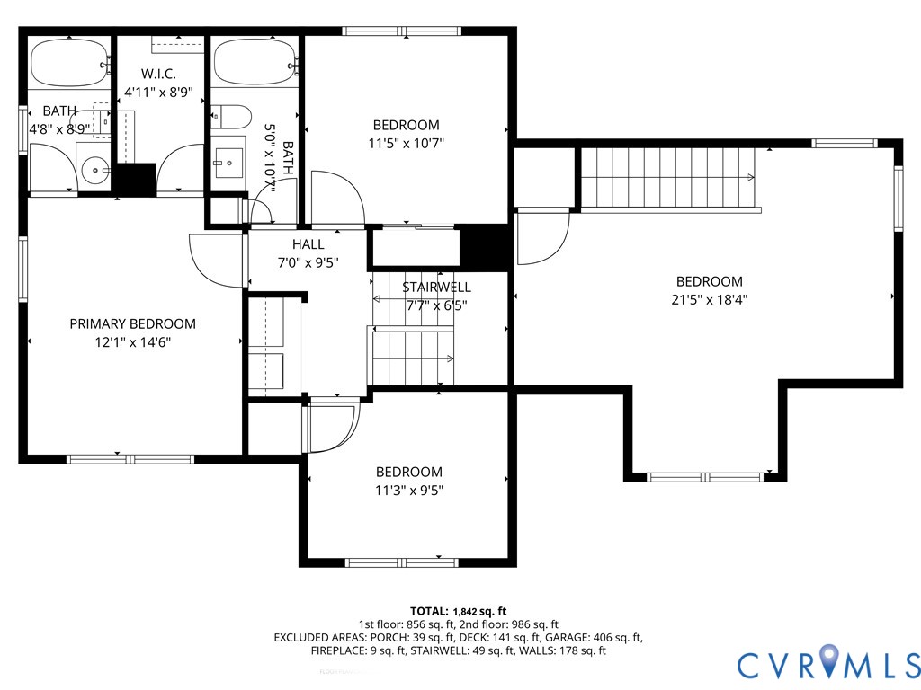 5912 Allegheny Road Williamsburg, VA 23188 - Photo 38 of 38 Second Floor Layout. All measurements are approxi