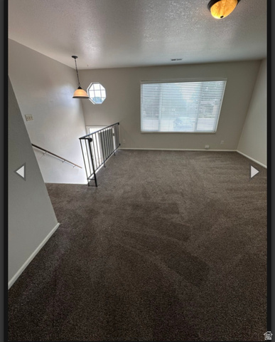 102 East Richelman Lane Wellington, UT 84542 - Photo 28 of 39 Unfurnished room with dark colored carpet and a textured ceiling