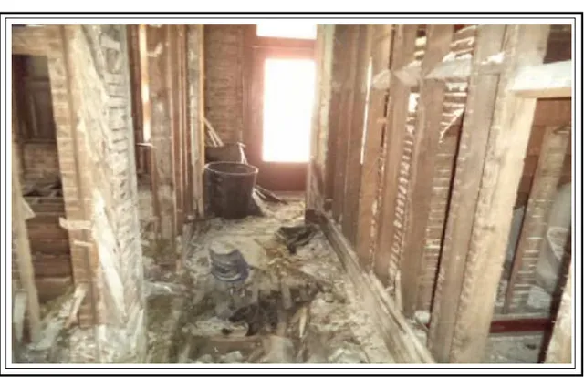 a bathroom with a shower curtain and a sink