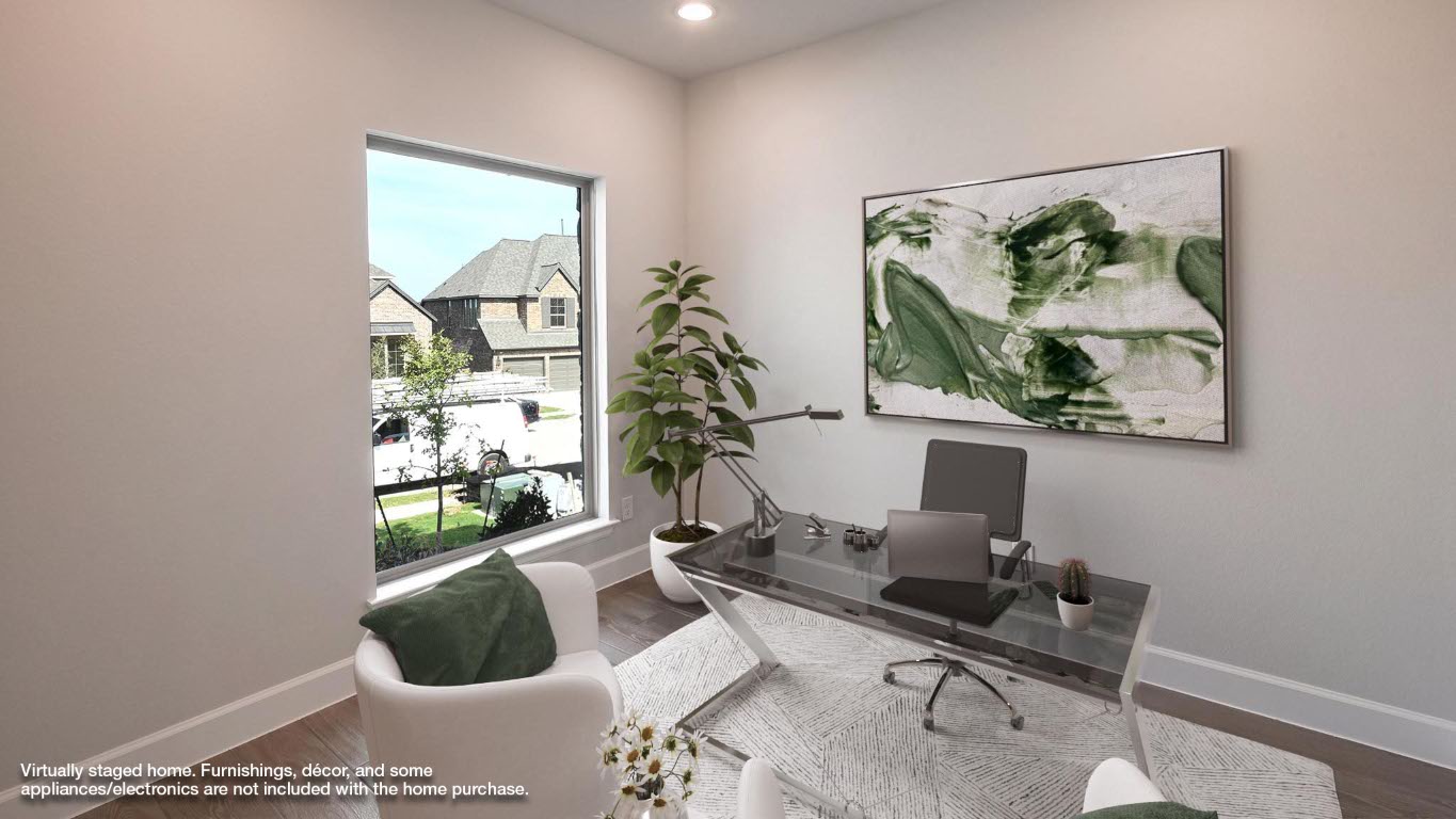 285 Prickly Poppy Loop Kyle, TX 78640 - Photo 7 of 40 Home office with dark wood-style floors and recessed lighting