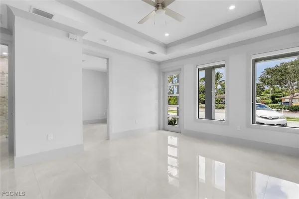 an empty room with windows