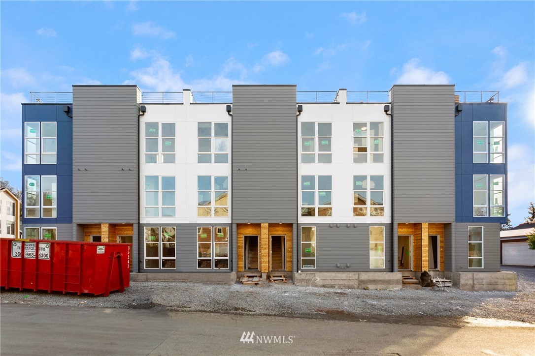a front view of a building with street