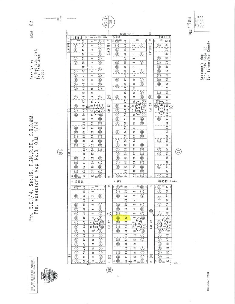 0 315-052-08-0000 Big Bear Ca  