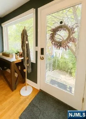 a room with furniture and a large window