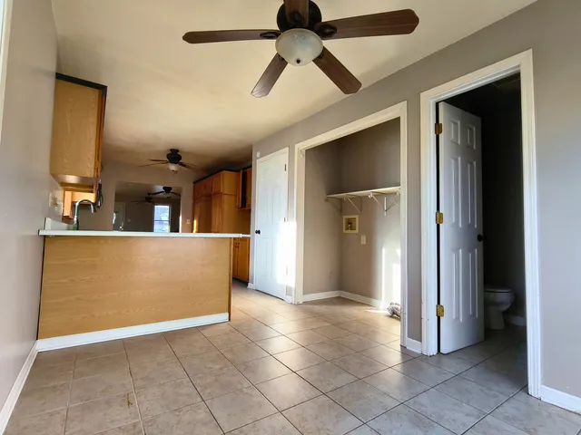 a view of a hallway to a room