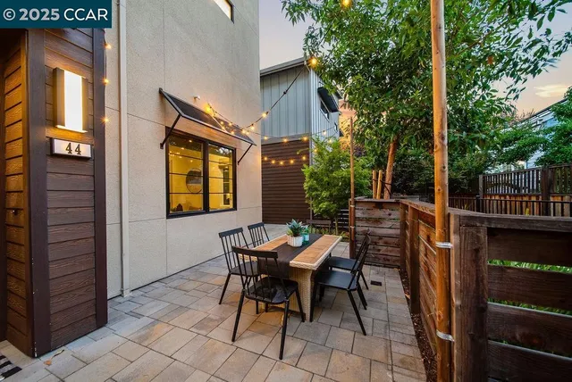 a view of a patio on the deck