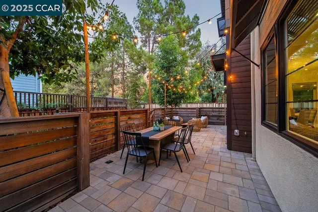a view of a building with potted plants