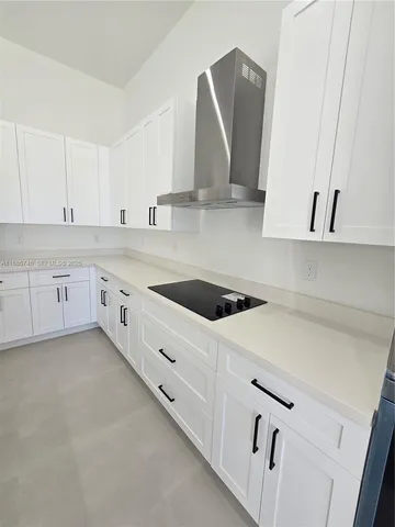 a view of a house with a big yard and potted plants
