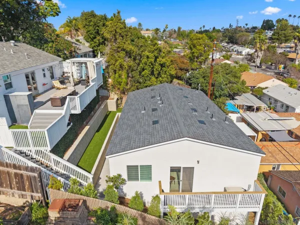 an aerial view of a house