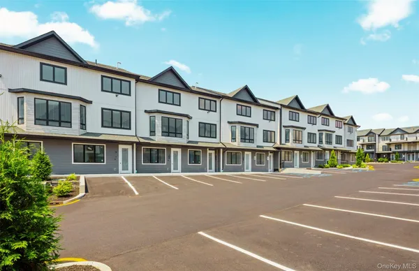 a front view of a multi story building