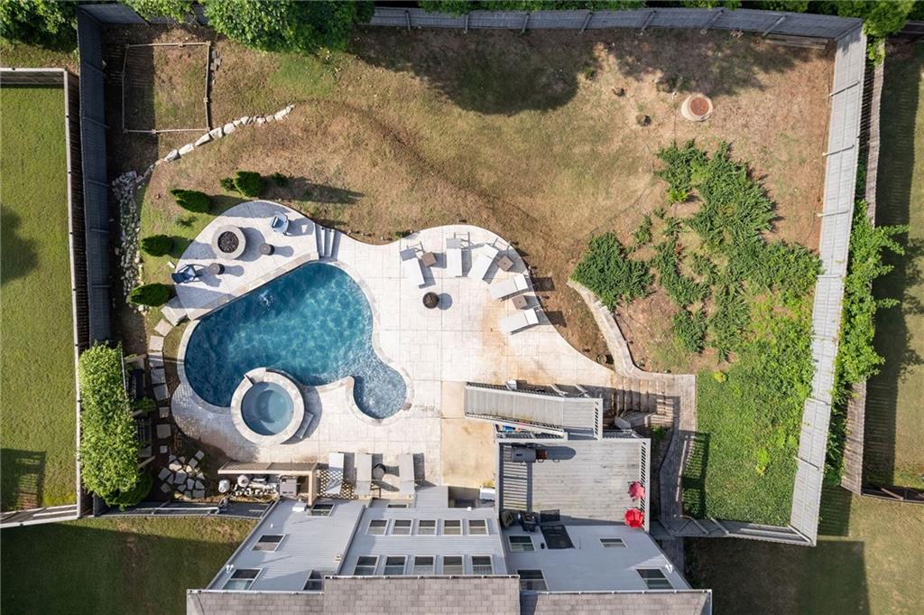108 Fountain Oak Villa Rica, GA 30180 - Photo 42 of 45 an aerial view of a house with pool patio and outdoor seating