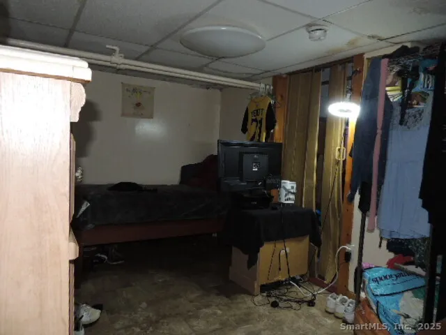 a room with cabinets