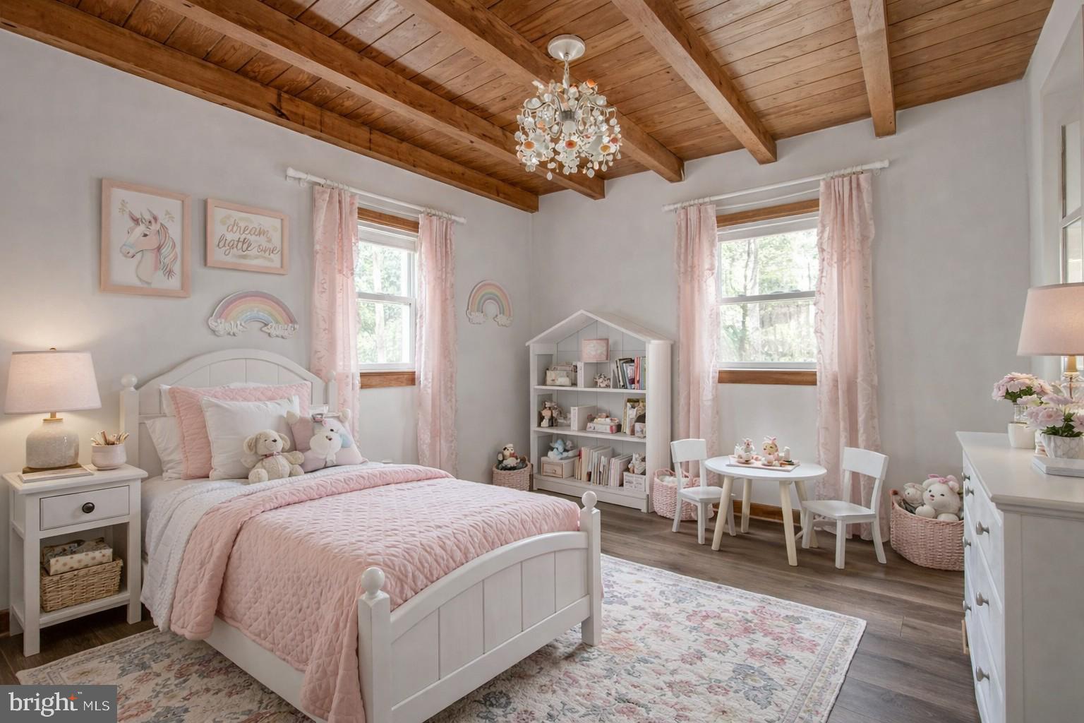 5708 Lakeview Road Quinton, VA 23141 - Photo 50 of 53 a bedroom with a bed a chandelier and a window