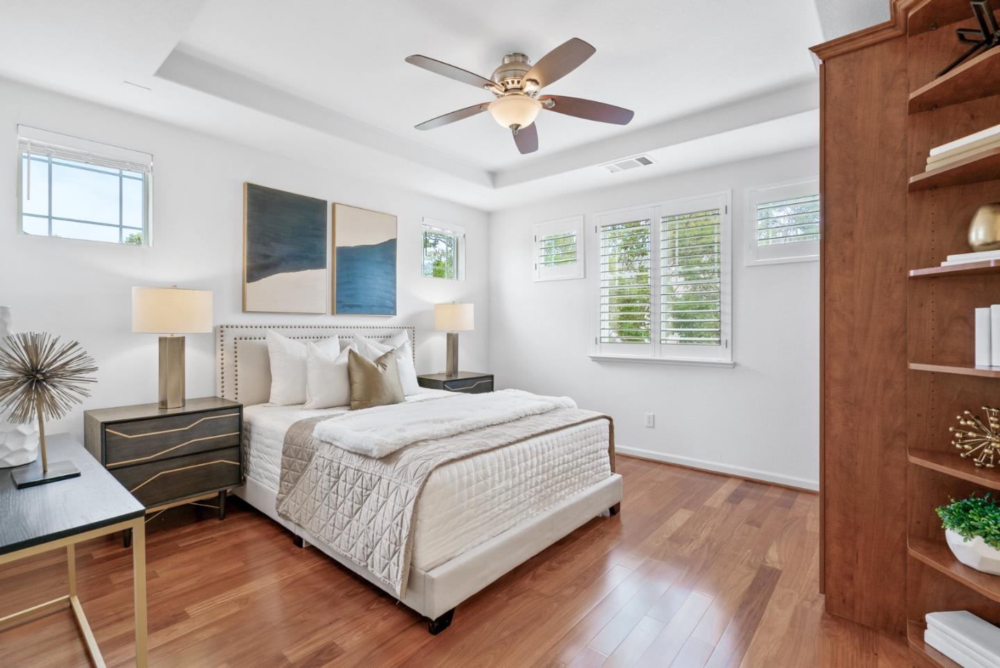 4334 Watson Circle Santa Clara, CA 95054 - Photo 25 of 38 a bedroom with a bed and a chandelier