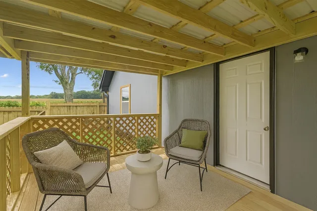 a view of wooden deck