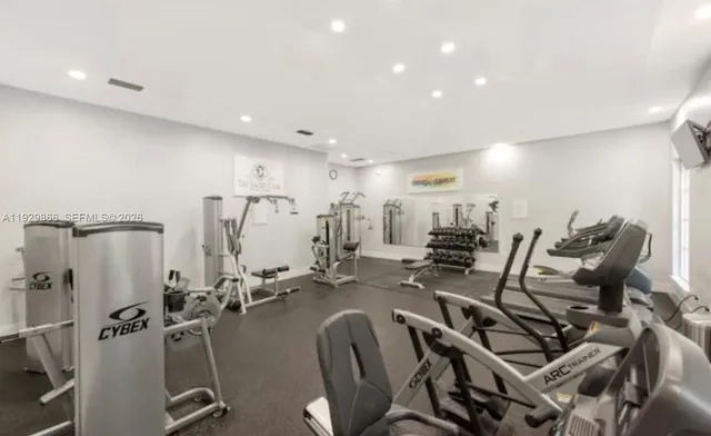 a view of a room with gym equipment