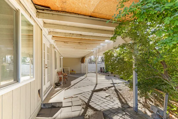 a view of a house with a patio