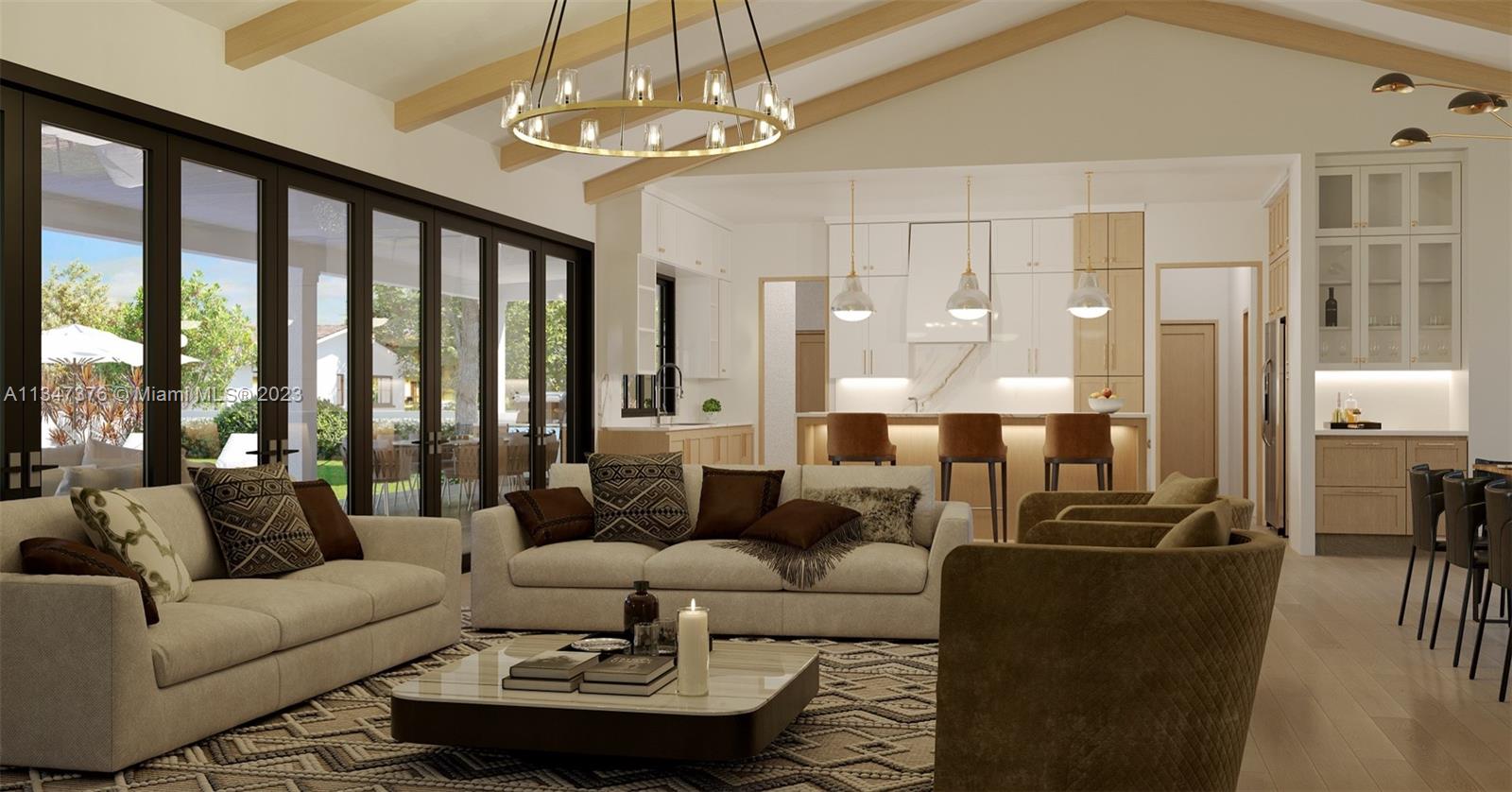 6230 Southwest 60th Street Miami, FL 33143 - Photo 2 of 57 a living room with furniture dining table and a chandelier