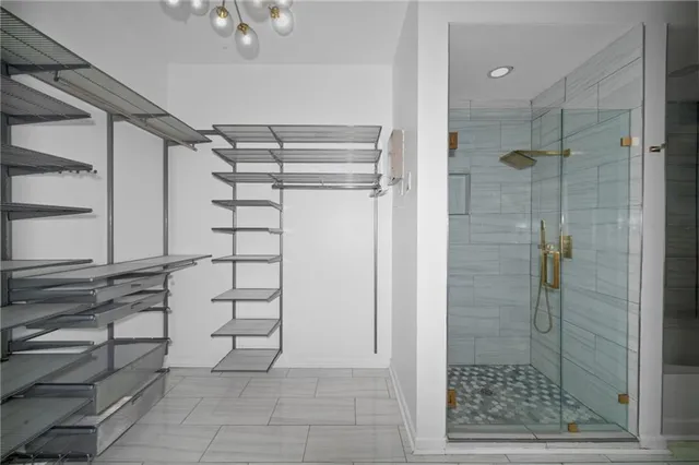a bathroom with a shower