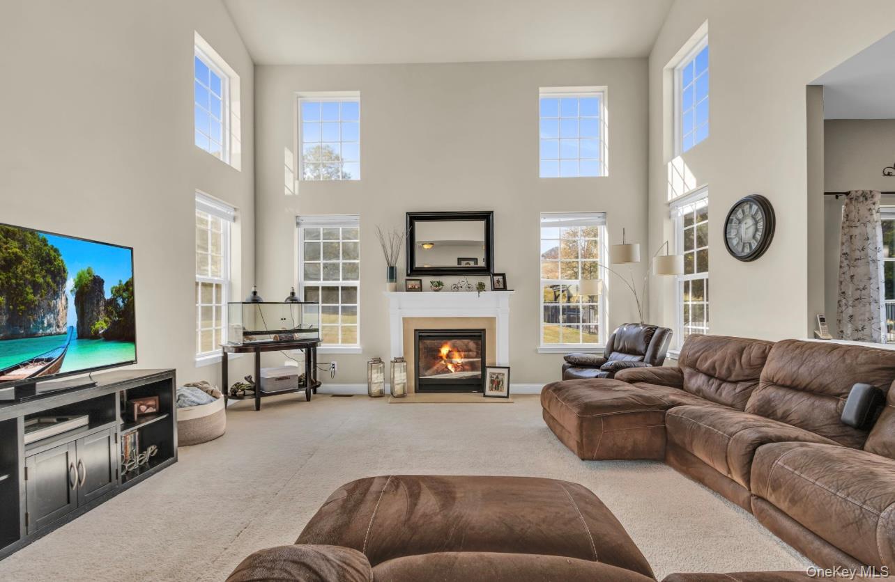 59 Luthien Forrest Road Rock Tavern, NY 12575 - Photo 15 of 48 a living room with furniture a fireplace and a flat screen tv