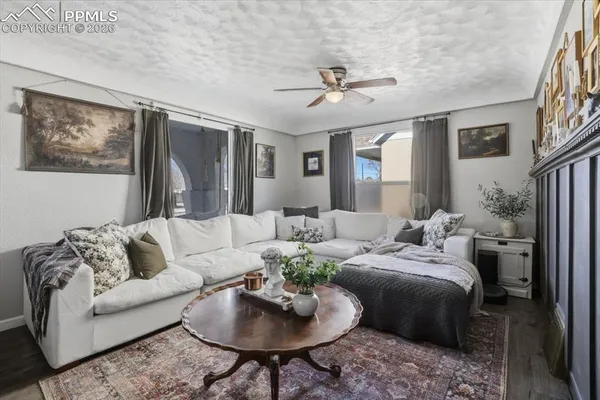 a living room with furniture