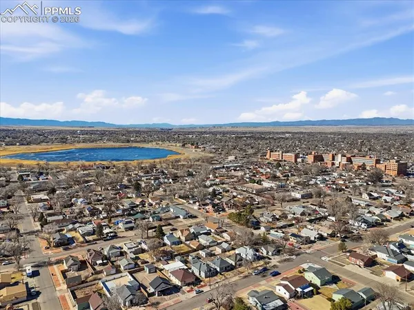 an aerial view of a city