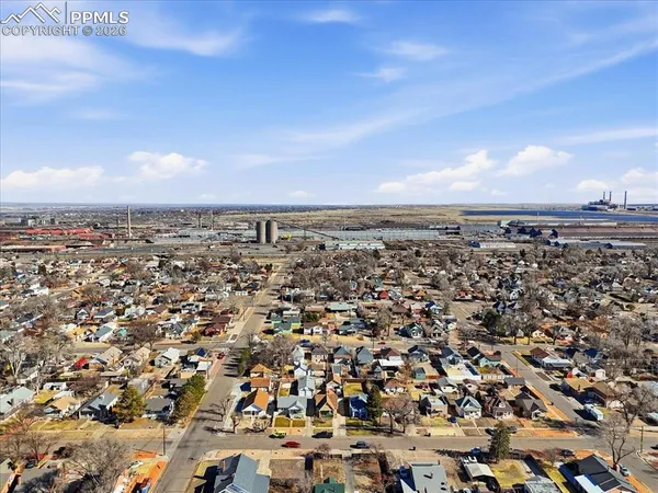 an aerial view of multiple house