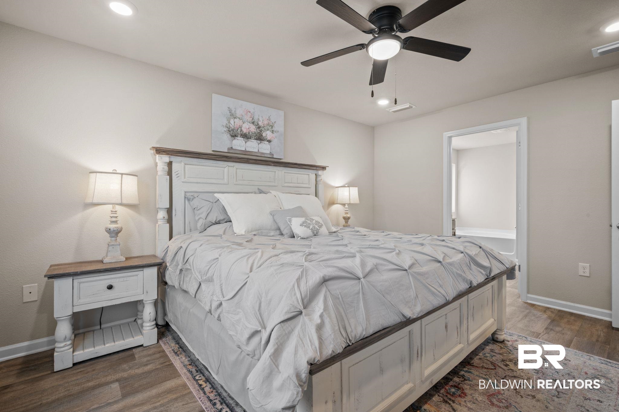 10306 Brodick Loop Spanish Fort, AL 36527 - Photo 15 of 35 Bedroom with ceiling fan and dark hardwood / wood-style floors