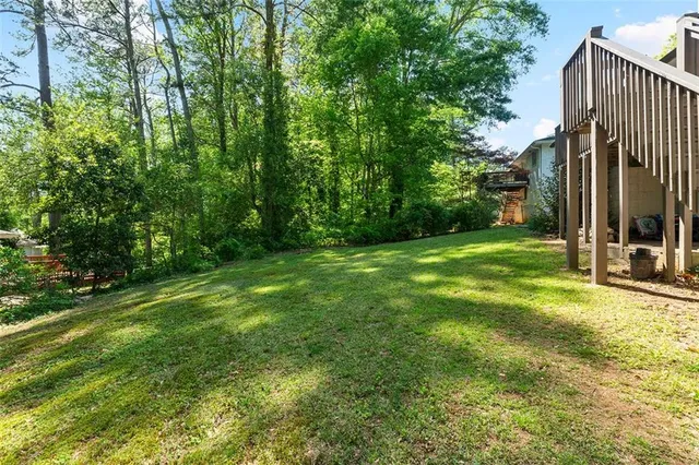 a view of a backyard with a garden
